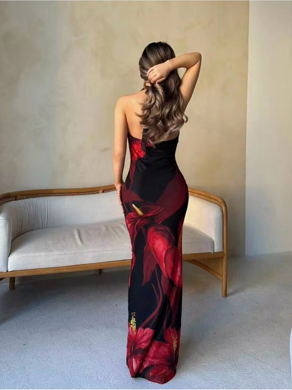 Anthurium Mesh Halter Dress - Picture 2 of 15